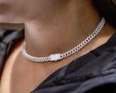 10.00 CT. Diamond Miami Cuban Chain in 10KT White Gold (Ladies) (7mm) - White Carat Diamonds